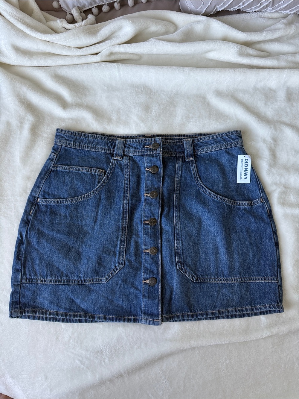 Old Navy Blue Denim Button-Front Mini Skirt